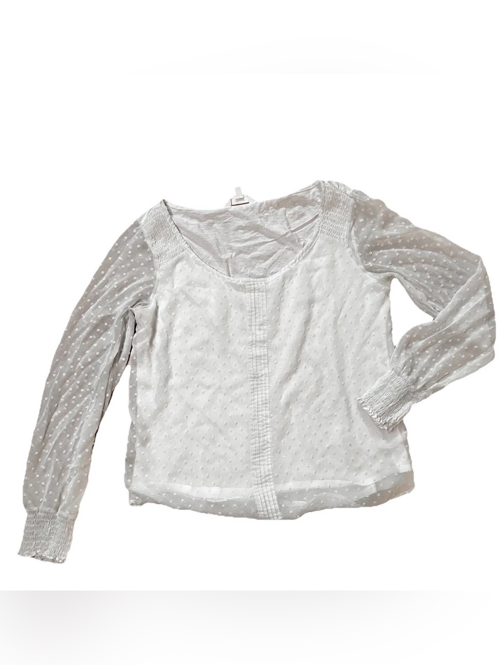 Lauren Conrad dainty Elegant White Sheer Women's Top Blouse